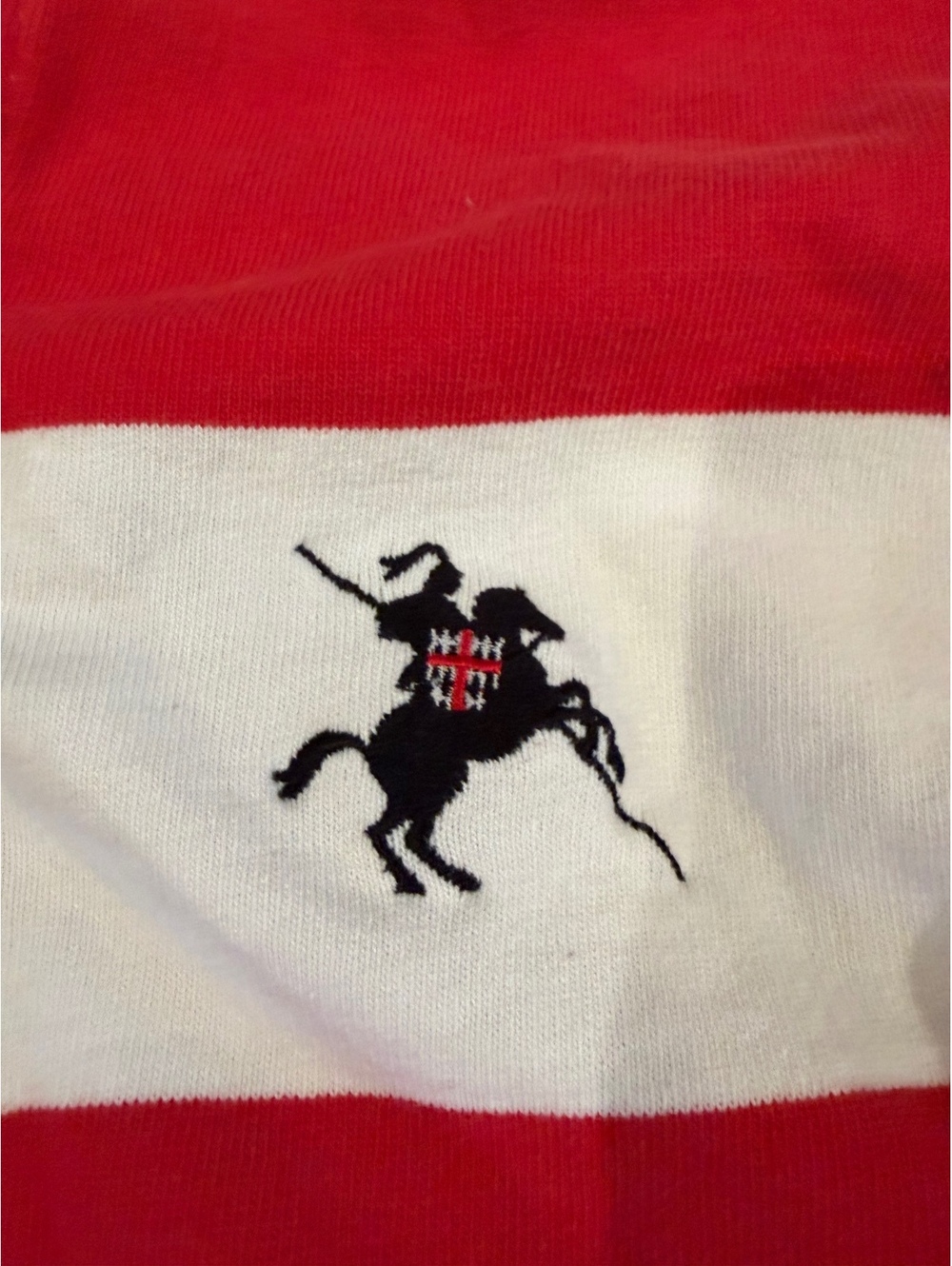 Vintage Barbarian Rugby Shirt Red White Striped Oversized Polo Small 90s - Picture 6 of 8